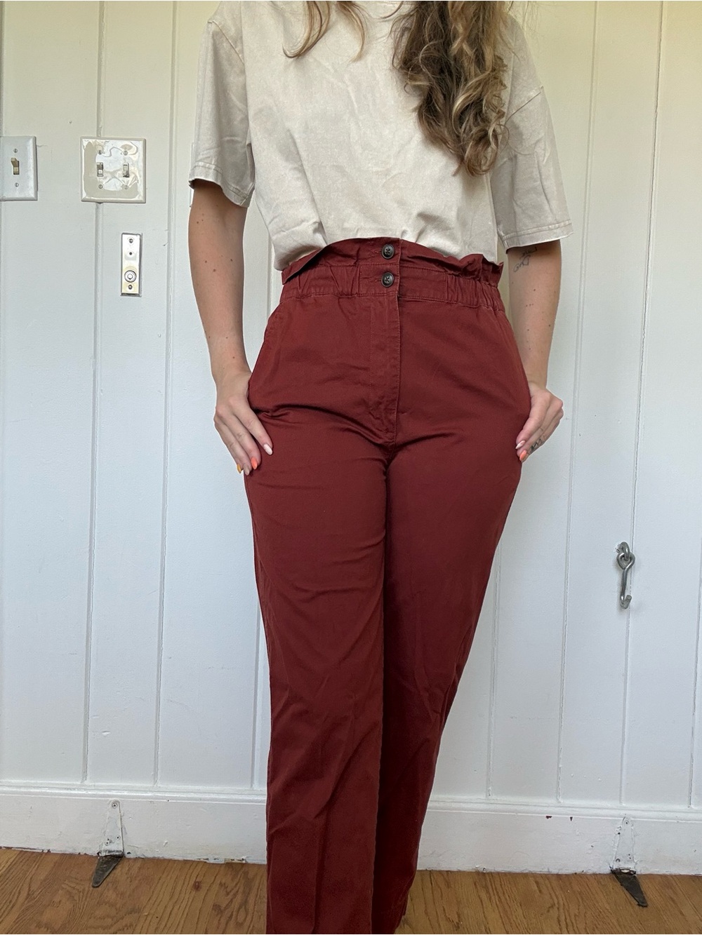 Madewell paper bag straight leg pants